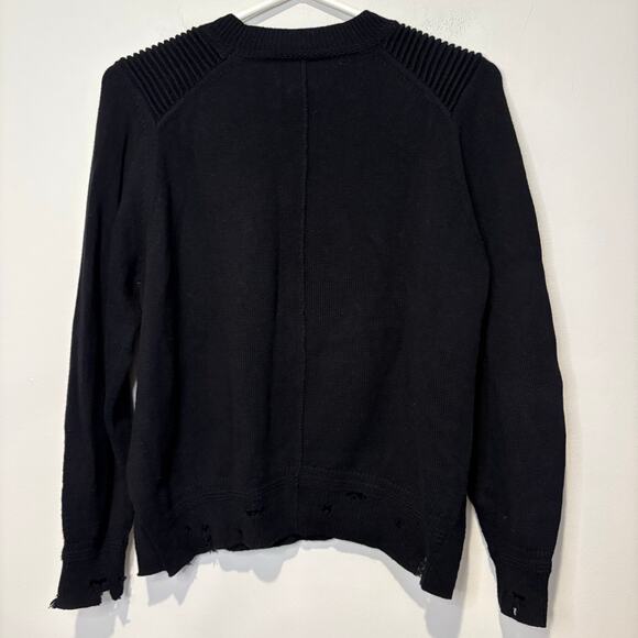 Isabel Marant Etoile Black Wool Blend Side Slit Crewneck Distressed Sweater 36 - Picture 2 of 8